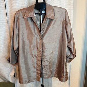 Draper’s & Damon’s Petites Satin Blouse in Bronze Sheen